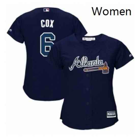 Womens Majestic Atlanta Braves 6 Bobby Cox Replica Blue Alternate Road Cool Base MLB Jersey